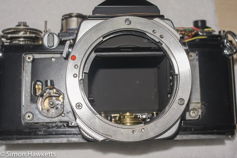 olympus om 1n strip down front covering removed