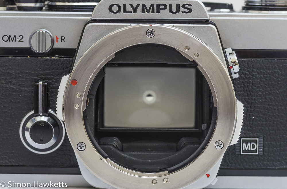 olympus om 2 35mm slr front view showing om lens mount