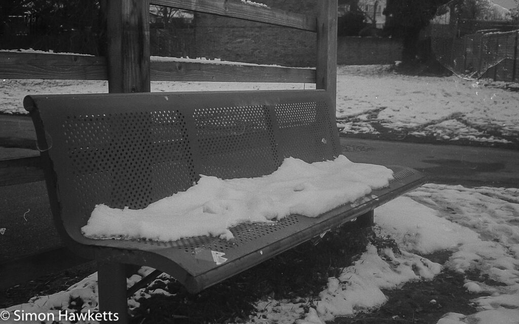 Olympus trip 35 sample picture - Bench with Snow