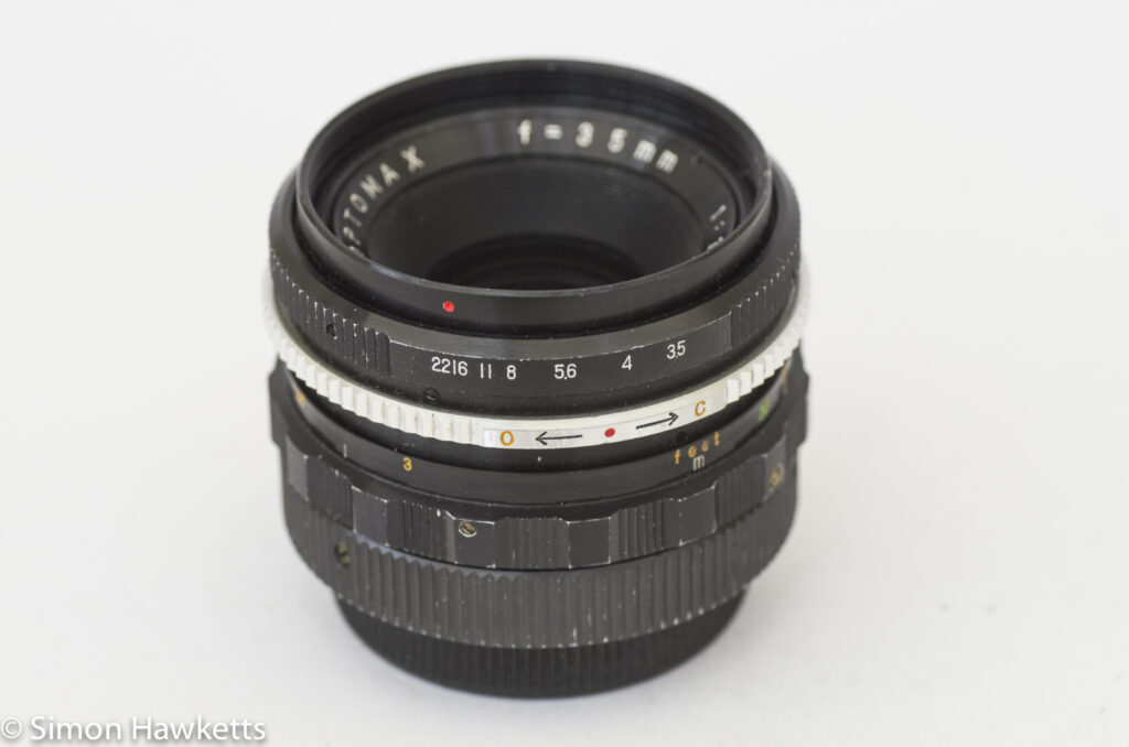 optomax 35mm f 3 5 with pre set aperture