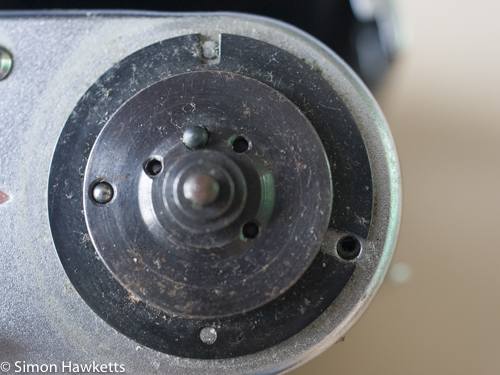 Pentacon six - Screw under the shutter speed dial removed