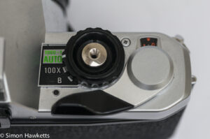 Pentax MG 35mm slr showing frame advance, shutter and frame counter