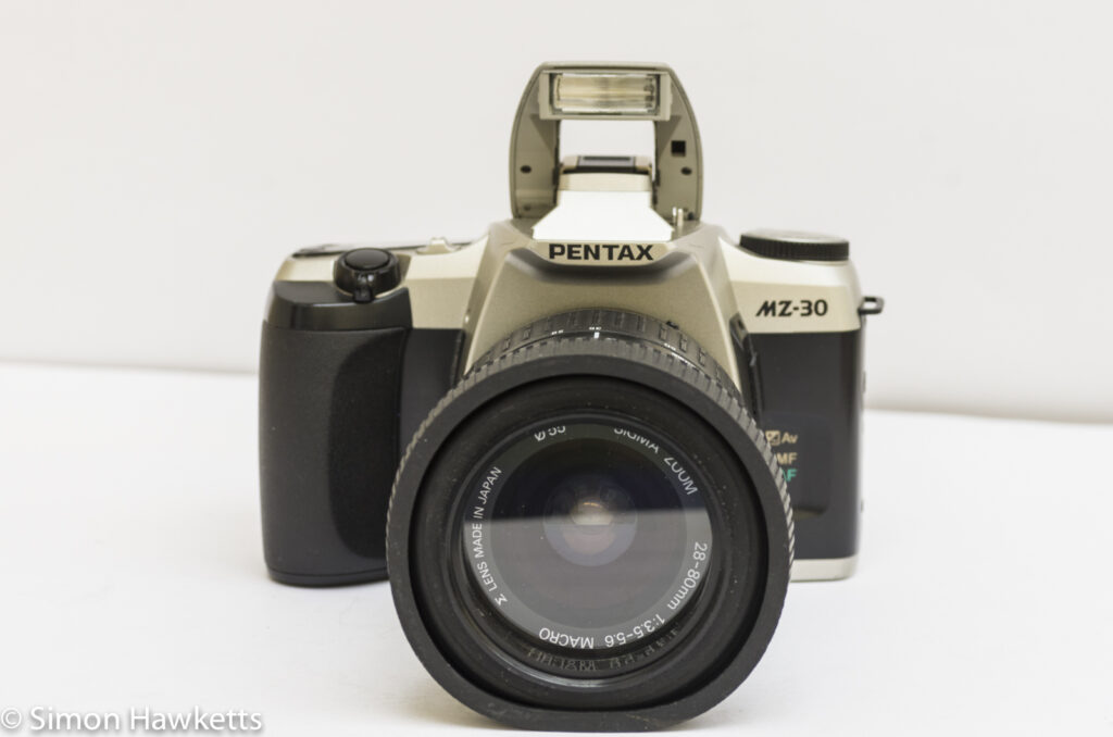 Pentax MZ-30 35mm Autofocus slr showing flash up