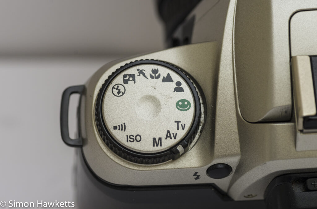 Pentax MZ-30 35mm Autofocus slr showing mode dial
