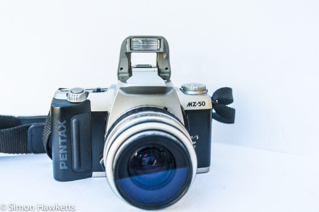 Pentax MZ-50 auto focus 35mm slr showing flash up