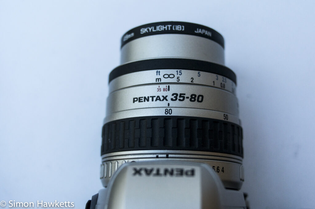 Pentax MZ-50 auto focus 35mm slr showing focus scale