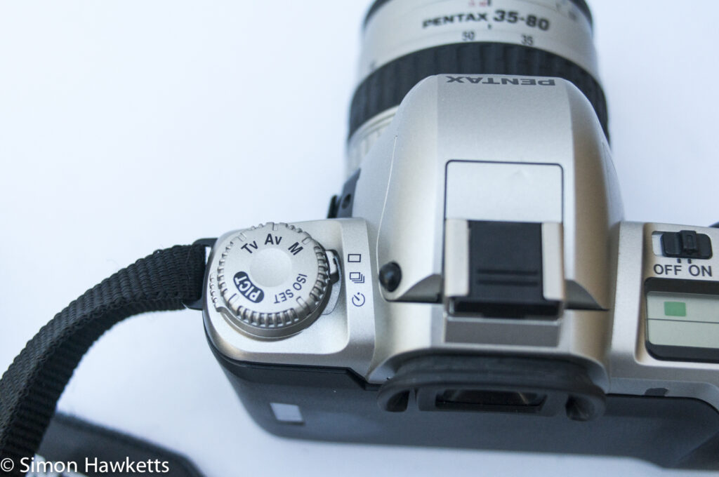 Pentax MZ-50 auto focus 35mm slr showing mode dial