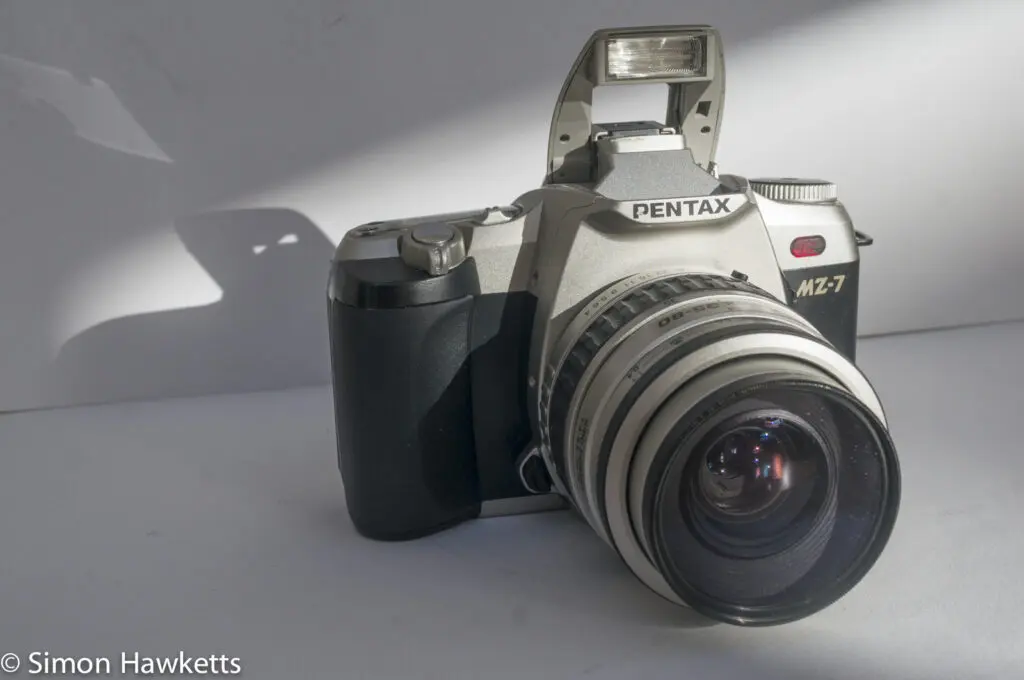 Pentax MZ-7 35mm autofocus slr showing pop-up flash