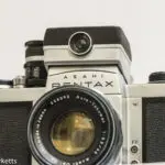 Pentax S1 35mm slr with clip on exposure meter - front view