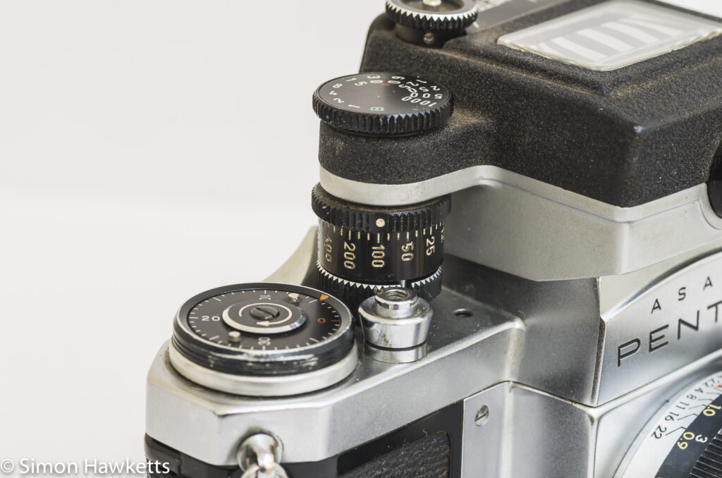 Pentax S1 35mm slr with clip on exposure meter - light meter coupling
