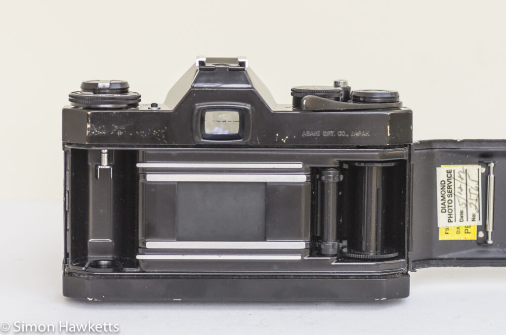 Pentax Spotmatic ES 35mm slr showing film chamber