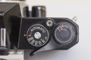 Pentax Spotmatic ES 35mm slr showing shutter speed, film advance and shutter release