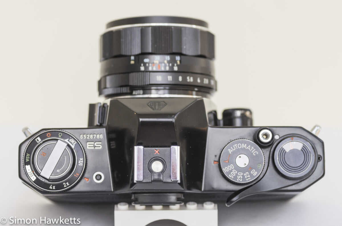 Pentax Spotmatic ES 35mm slr showing top view