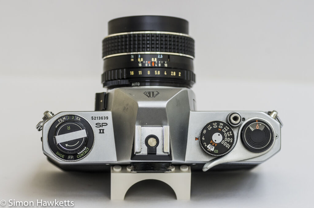 Pentax Spotmatic SPII 35mm slr camera - top view