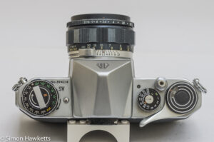 Pentax SV 35mm slr camera - top view
