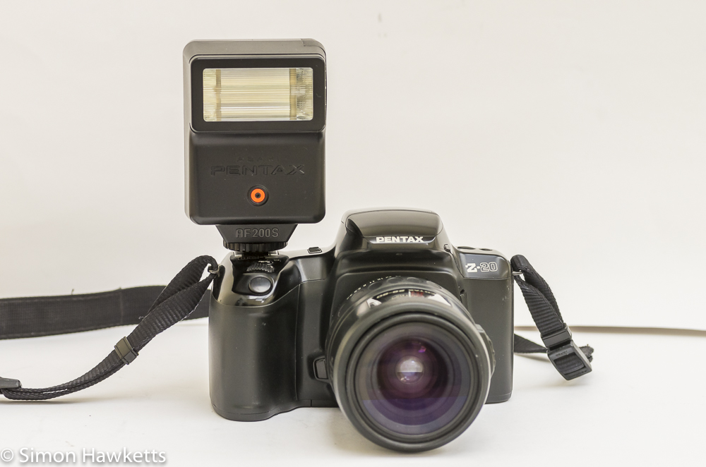 pentax z 20 with pentax af200s external flash fitted