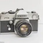 Petri FTII 35mm slr front view with lens fitted