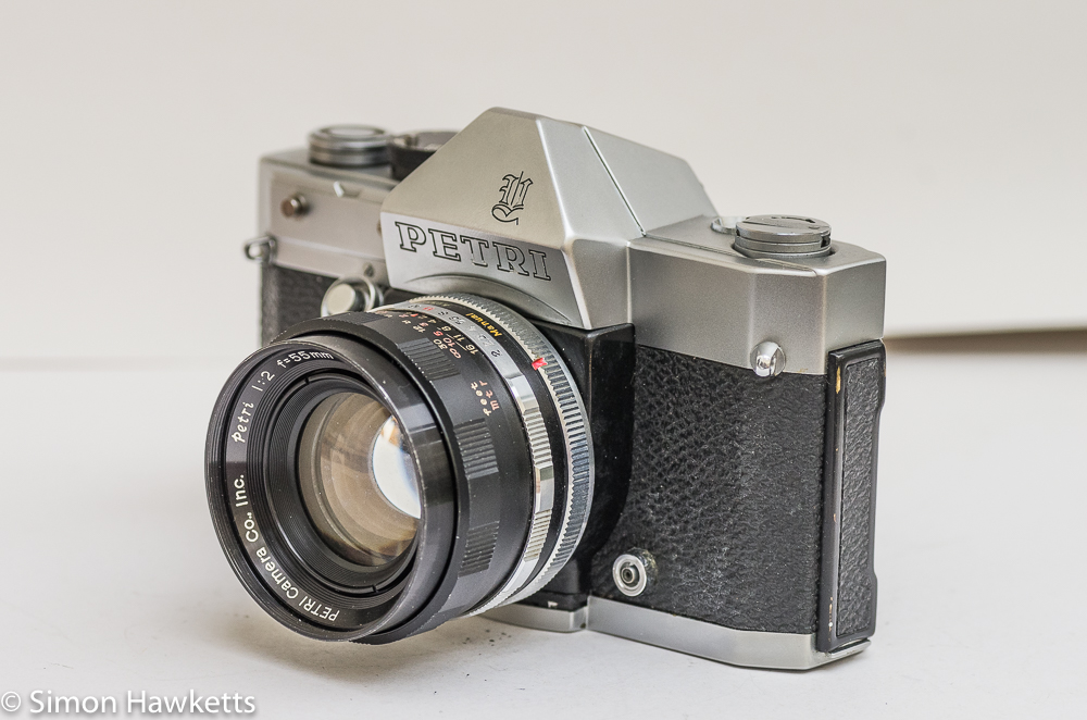 Petri Penta V6 35mm camera - side view showing film chamber lock and flash sync socket