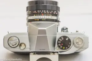 petri penta v6 35mm camera top view showing control layout