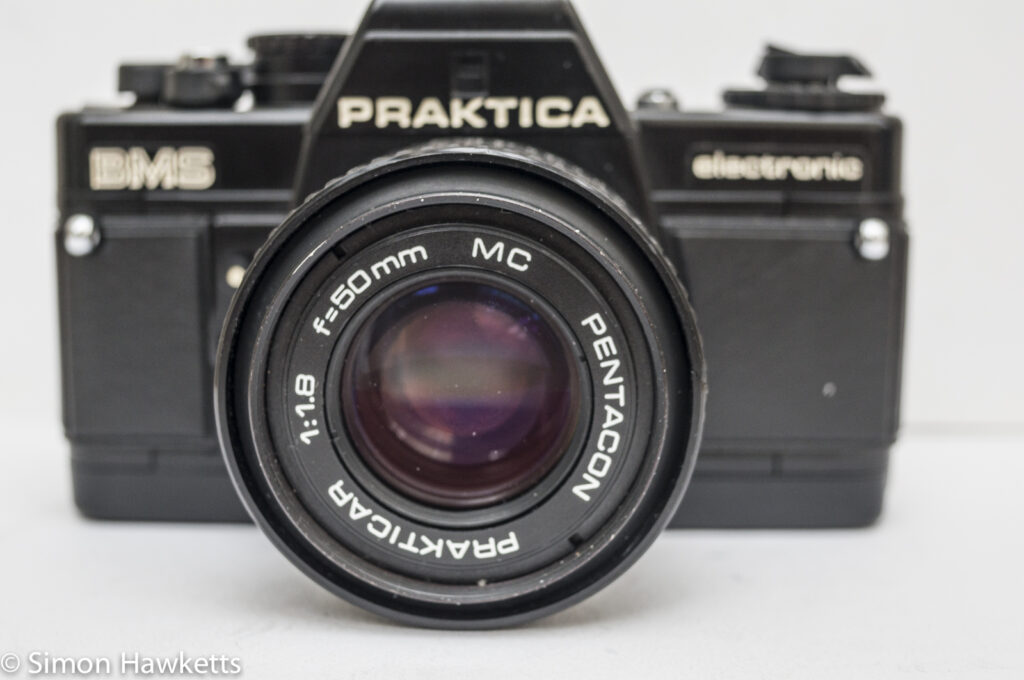 praktica bms 35mm slr showing the 50mm f 1 8 standard lens