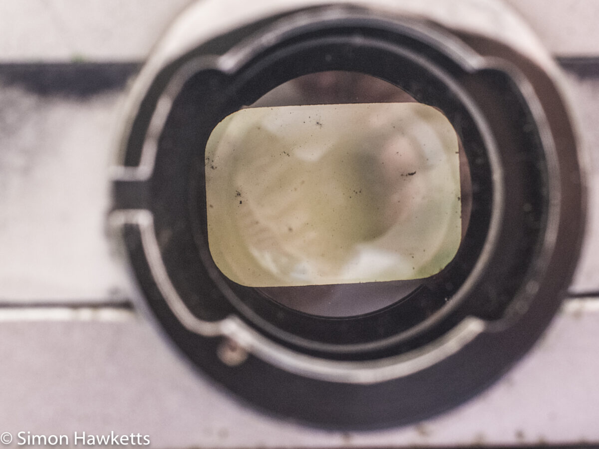 Praktica IV 35mm slr showing the dirt in the viewfinder