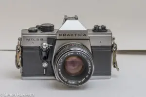 Praktica MTL 5B 35mm slr camera - front view with a Chinon 55mm f/1.7 lens fitted