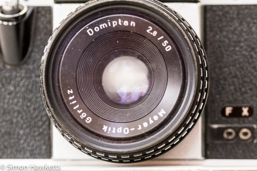 Praktica Nova 1B 35mm slr showing Domiplan 50mm f/2.8