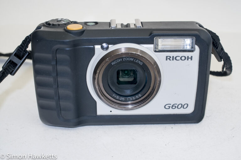 Ricoh G600 ruggedised compact camera - front view