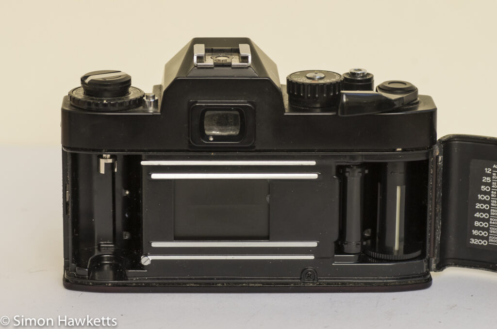 Ricoh KR-10 35mm SLR showing film chamber