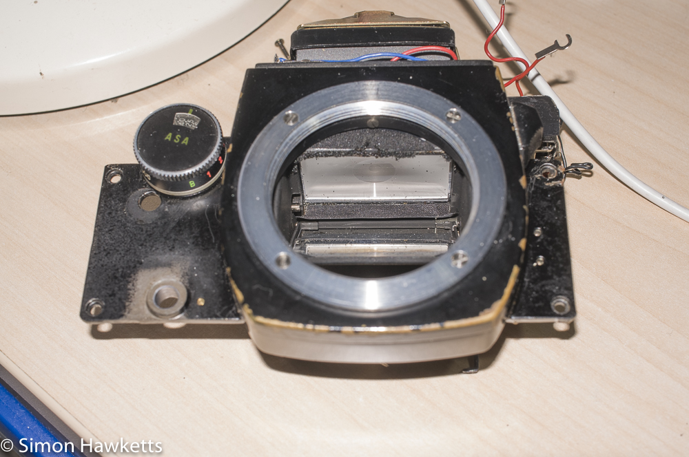 ricoh singlex tls strip down and repair the front of the camera removed from the camera body