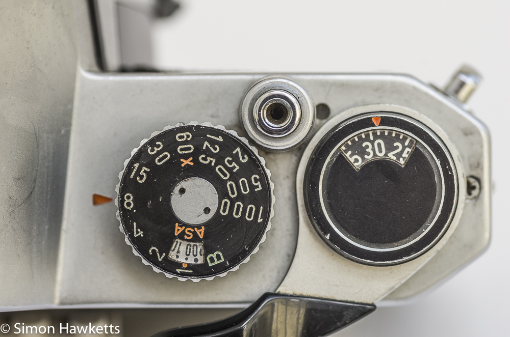 shutter speed frame counter and shutter release on the pentax k1000