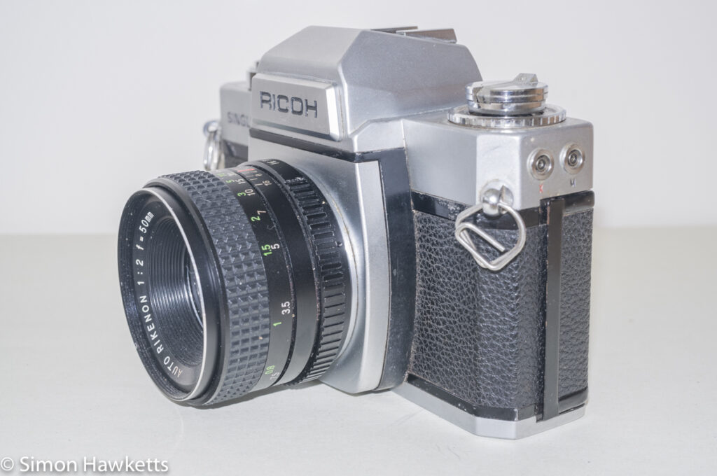Ricoh Singlex II 35mm Camera - Side view showing flash sync sockets