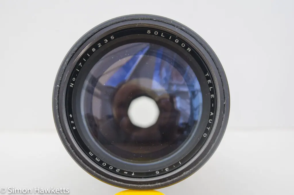 soligor 200mm f 3 5 front element view