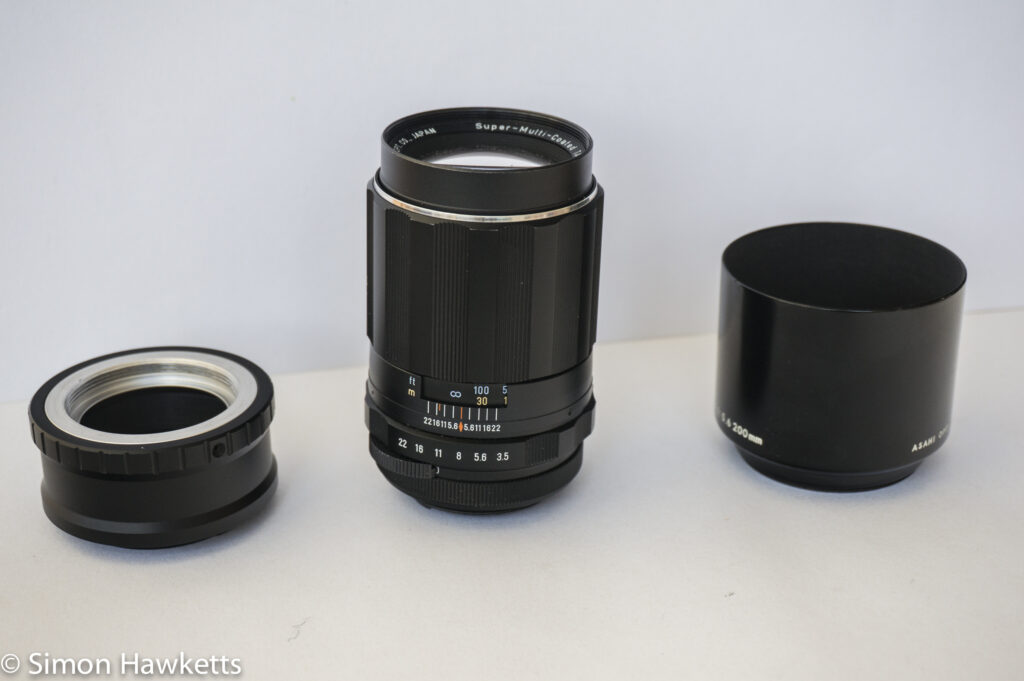 takumar 135mm f 3 5 m42 with lens hood and sony nex adaptor