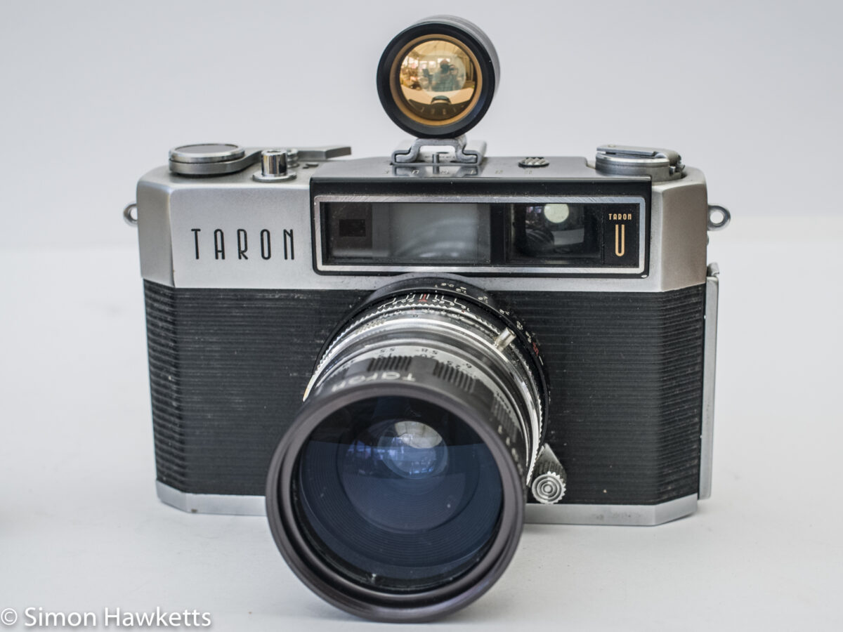 Taron Unique 35mm rangefinder camera with aux lens and viewfinder fitted