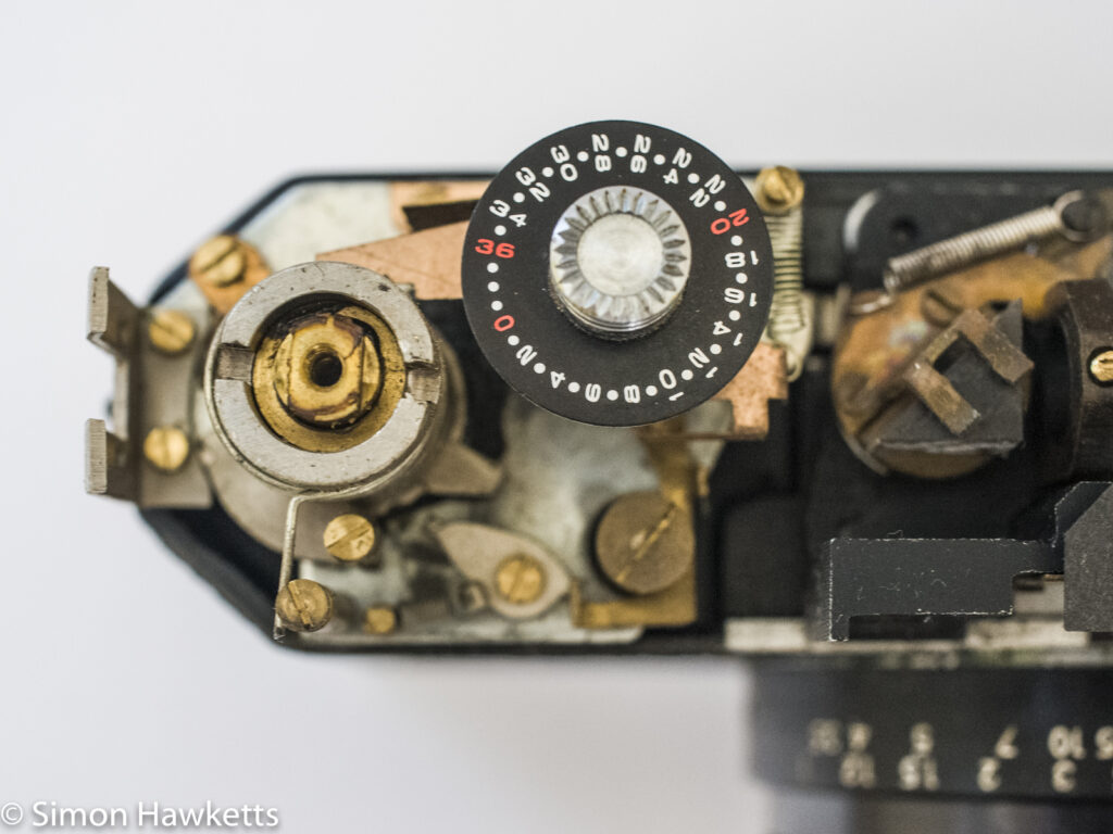 Taron Vr 35mm rangefinder camera showing film advance mechanism