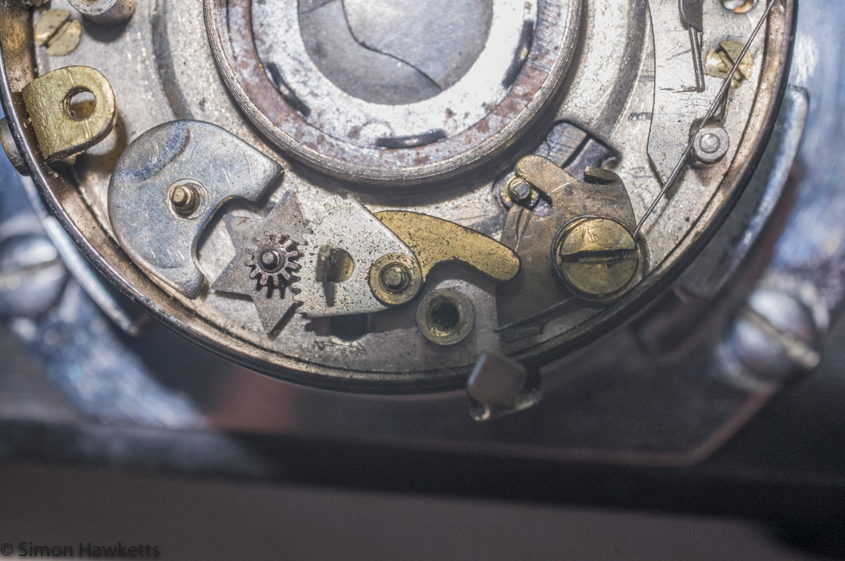 Servicing the Argus A2F -Top cover of the shutter timing mechanism removed