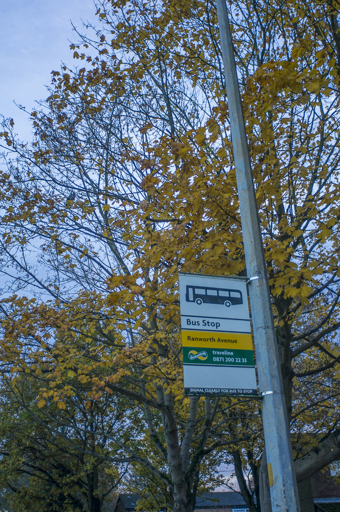 Topcon UV topcor 28mm f/4 on Sony Nex - Bus stop sign