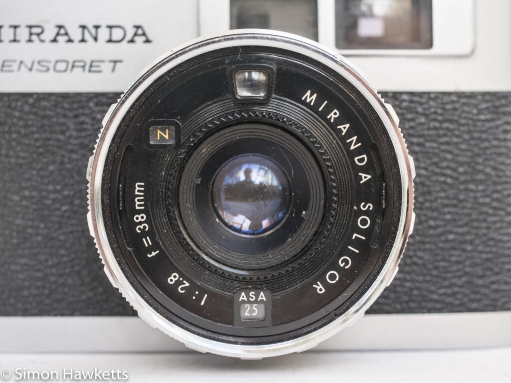 View of the Miranda sensoret lens with exposure compensation and asa dial