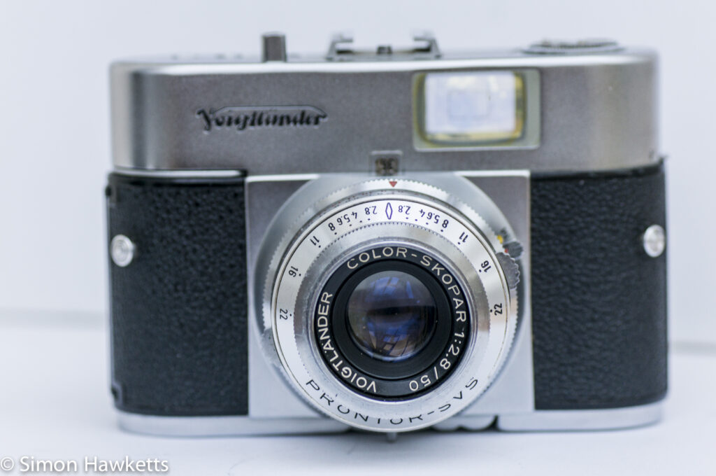 Voigtlander Vito B viewfinder camera showing color skopar lens