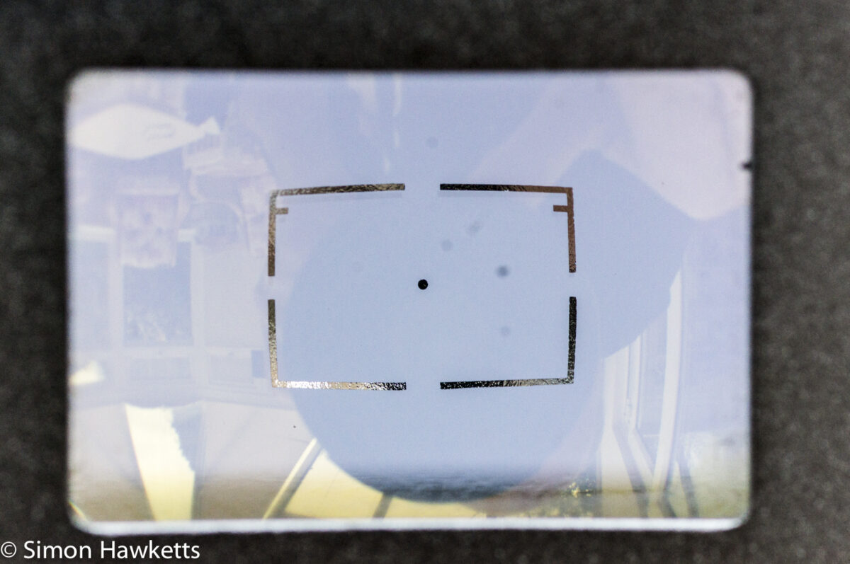 Voigtlander Vito B viewfinder camera showing the view through the viewfinder