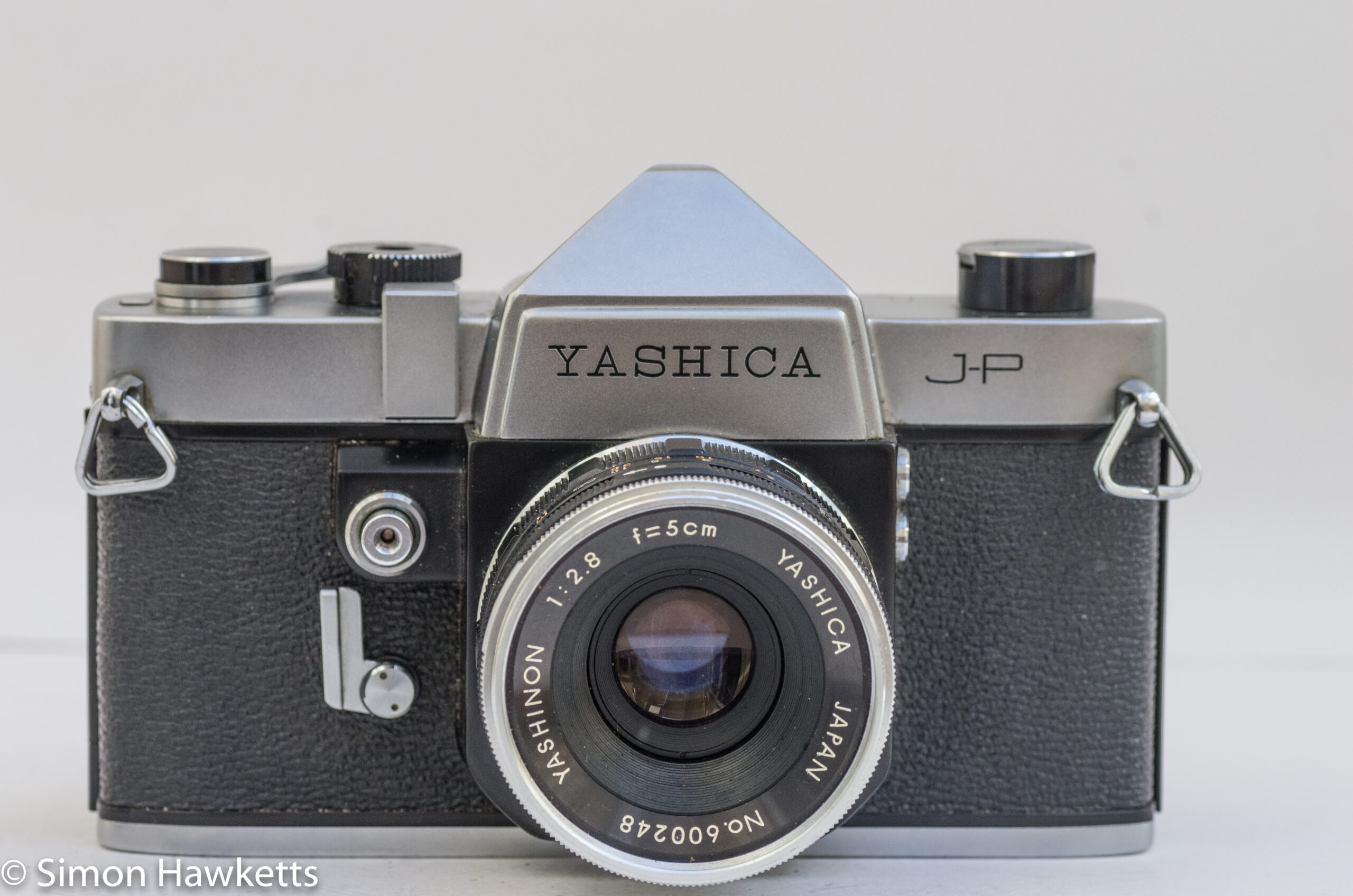 Yashica J-P 35mm slr camera - front view with yashinon 5cm f/2.8 lens