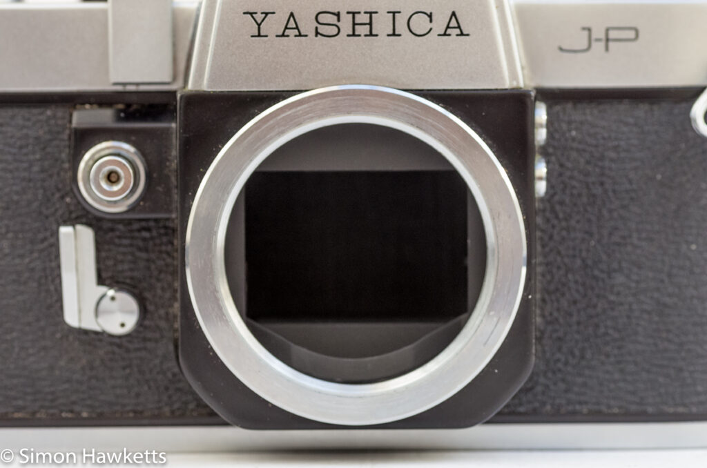 yashica j p 35mm slr camera front view without lens fitted