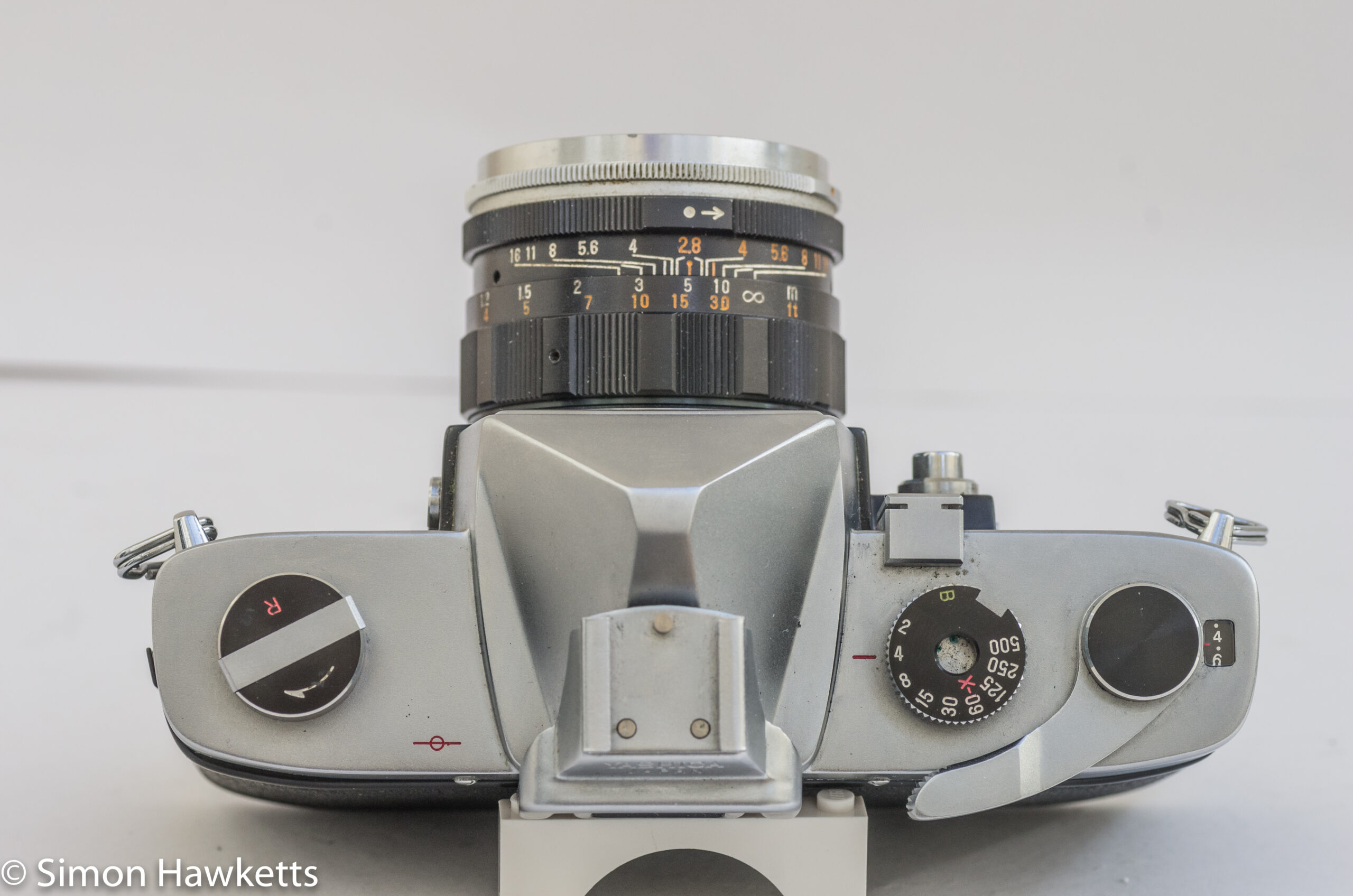 Yashica J-P 35mm slr camera - top view showing control layout