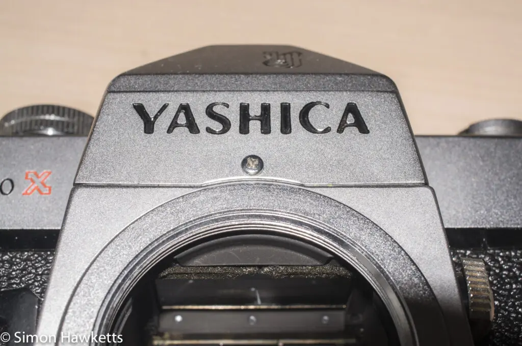 Yashica TL Elextro X repairs - screw above lens mount.