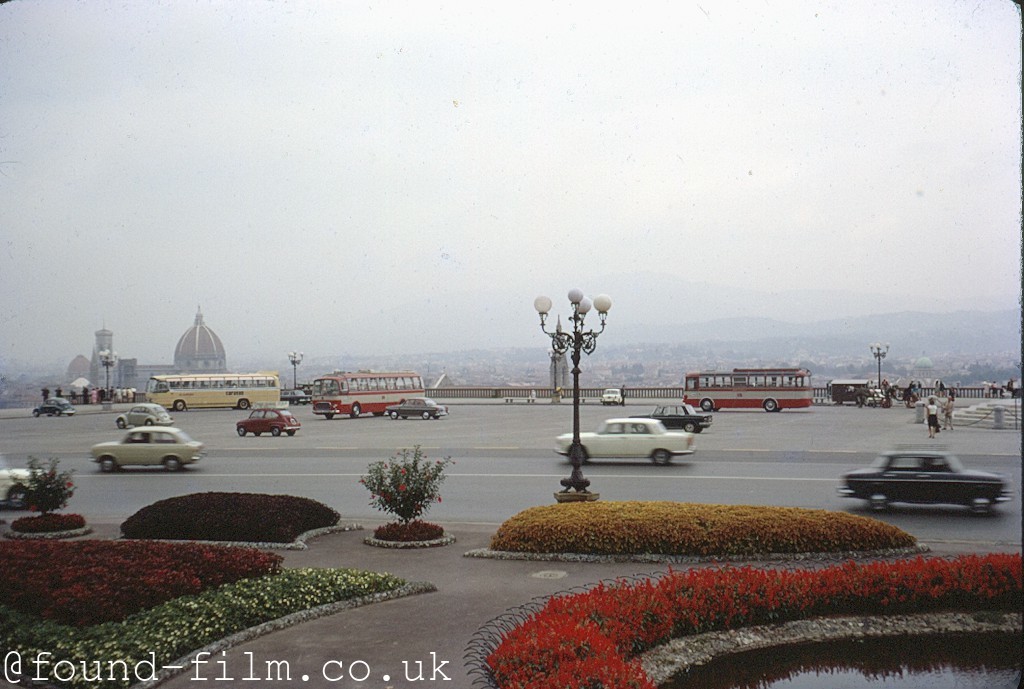 Gardens, traffic and a misty view