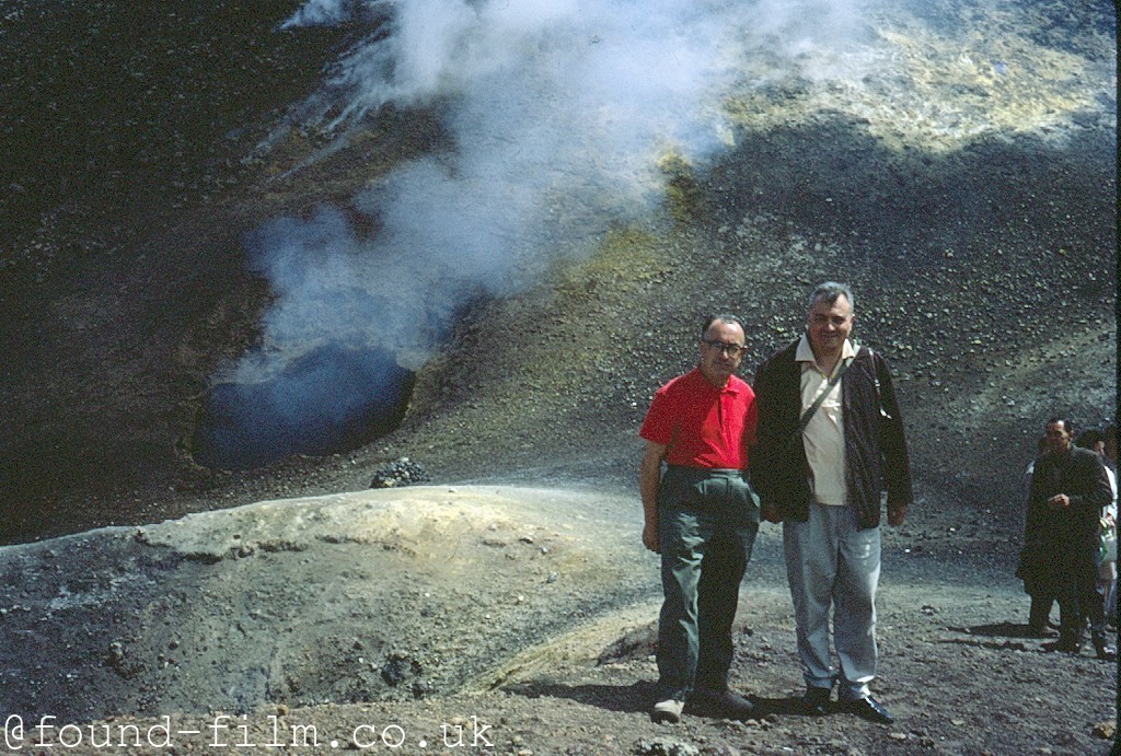 Two men standing on Mount Etna - October 1969