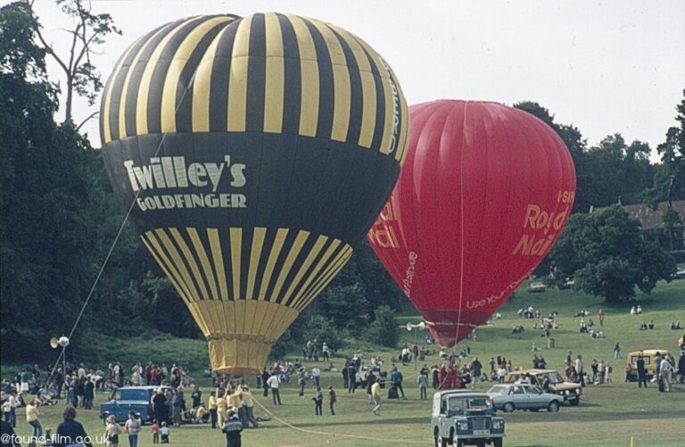 Hot air balloons preparing for take off