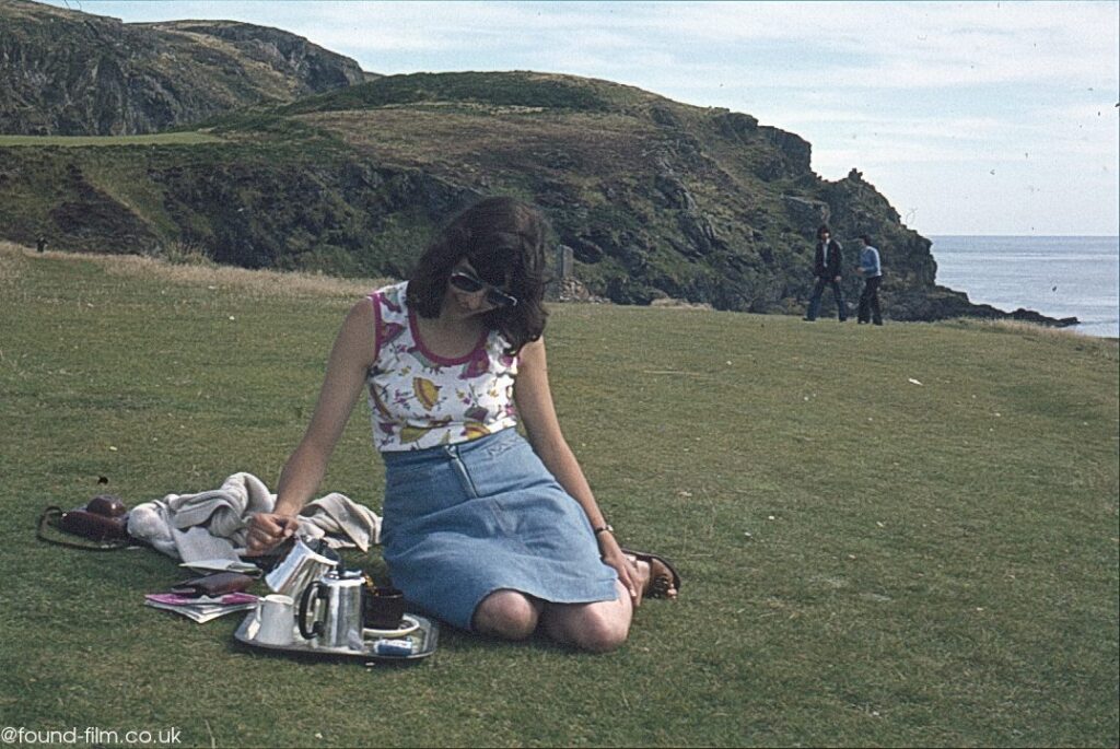 Pouring tea on a mountain on the Isle of Man - August 1979