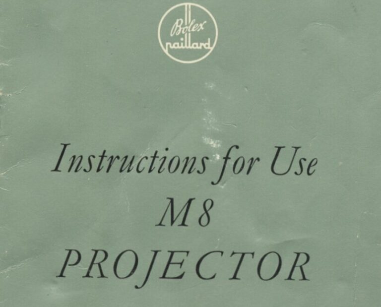 A front cover of the Bolex Paillard M8 projector manual